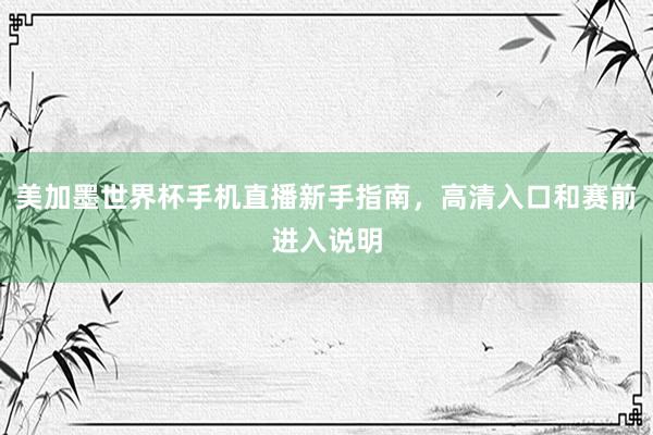 美加墨世界杯手机直播新手指南,高清入口和赛前进入说明